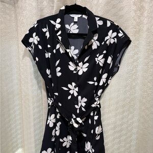 POPSUGAR Black and White Floral Midi Dress